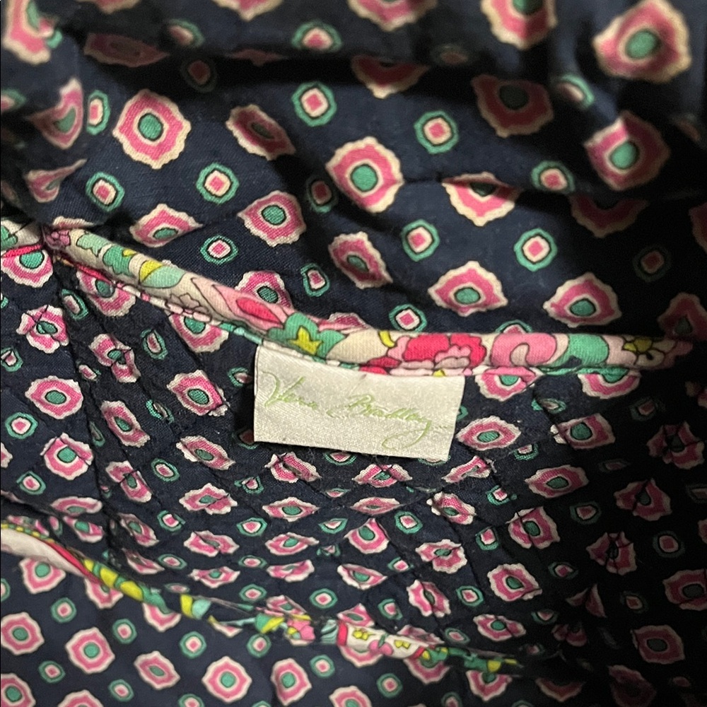 Vera Bradley Navy and Pink Geometric Quilted Bag